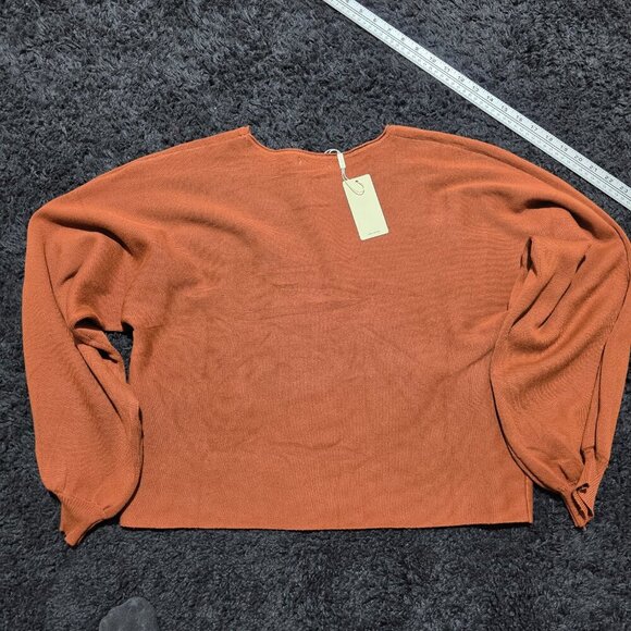 Ekouaer Womens‎ XL Knit Pajama Lounge Top Rust Orange Pullover NWT - Picture 7 of 8